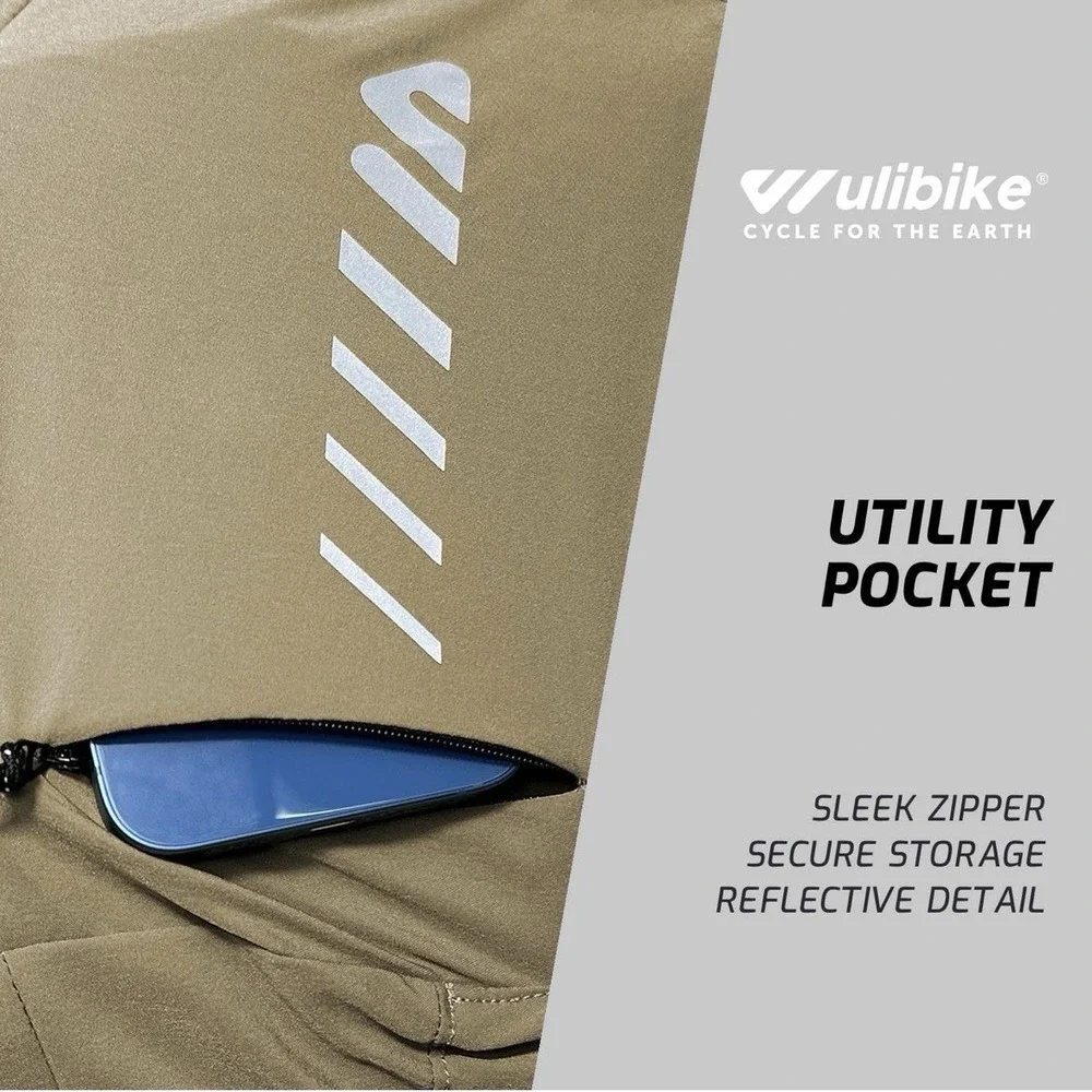 WULIBIKE 2-in-1 Trail-Ready Gear: Men's Khaki Cycling Shorts.